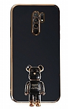 Eiroo Xiaomi Redmi 9 Baby Bear Standl Siyah Silikon Klf