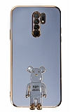 Eiroo Xiaomi Redmi 9 Baby Bear Standl Mavi Silikon Klf
