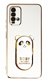 Eiroo Xiaomi Redmi 9T Baby Panda Standl Beyaz Silikon Klf