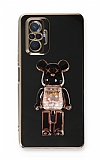 Eiroo Xiaomi Redmi Note 10 Pro Candy Bear Standlı Siyah Silikon Kılıf