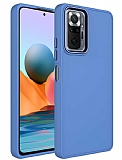 Eiroo Xiaomi Redmi Note 10 Pro Metal ereveli Mavi Rubber Klf