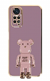 Eiroo Xiaomi Redmi Note 11 Baby Bear Standl Mor Silikon Klf