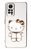 Eiroo Xiaomi Redmi Note 11 Pro Aynalı Kitty Standlı Beyaz Silikon Kılıf