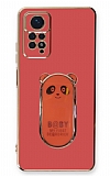 Eiroo Xiaomi Redmi Note 11 Pro Baby Panda Standlı Kırmızı Silikon Kılıf
