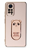 Eiroo Xiaomi Redmi Note 11 Pro Baby Panda Standlı Pembe Silikon Kılıf