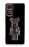Eiroo Xiaomi Redmi Note 11 Pro Bearbrick Standlı Siyah Silikon Kılıf