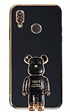 Eiroo Xiaomi Redmi Note 7 Baby Bear Standl Siyah Silikon Klf