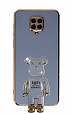 Eiroo Xiaomi Redmi Note 9 Pro Max Baby Bear Standl Mavi Silikon Klf