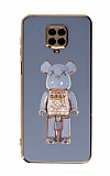 Eiroo Xiaomi Redmi Note 9 Pro Max Candy Bear Standl Mavi Silikon Klf