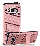 Eiroo Zag Armor Samsung Galaxy S8 Plus Standlı Ultra Koruma Rose Gold Kılıf