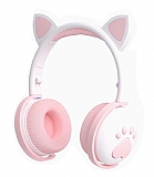 EK1 Kedi Kulak Led Işıklı Kablosuz Beyaz Kulaklık