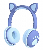 EK1 Kedi Kulak Led Işıklı Kablosuz Lacivert Kulaklık