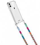 hippi iPhone 12 Mini Raspberry Örgü Yassı Askılı Ultra Koruma Telefon Kılıfı