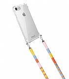 hippi iPhone 7 / 8 Strawberry Örgü Yassı Askılı Ultra Koruma Telefon Kılıfı