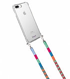 hippi iPhone 7 Plus / 8 Plus Raspberry Örgü Yassı Askılı Ultra Koruma Telefon Kılıfı