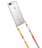 hippi iPhone 7 Plus / 8 Plus Strawberry Örgü Yassı Askılı Ultra Koruma Telefon Kılıfı