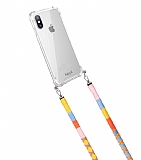 hippi iPhone X / XS Strawberry Örgü Yassı Askılı Ultra Koruma Telefon Kılıfı