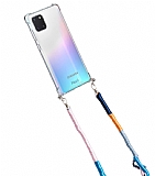 hippi Samsung Galaxy Note 10 Lite Violet Örgü Askılı Ultra Koruma Telefon Kılıfı