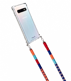 hippi Samsung Galaxy S10 Pomegranate Örgü Yassı Askılı Ultra Koruma Telefon Kılıfı