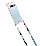 hippi Samsung Galaxy S10 Waterflower Örgü Yassı Askılı Ultra Koruma Telefon Kılıfı