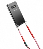 hippi Samsung Galaxy S10e Begonia Örgü Askılı Ultra Koruma Telefon Kılıfı