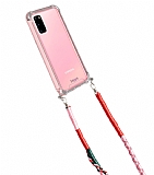 hippi Samsung Galaxy S20 Begonia Örgü Askılı Ultra Koruma Telefon Kılıfı