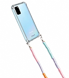 hippi Samsung Galaxy S20 Plus Lilac Örgü Askılı Ultra Koruma Telefon Kılıfı