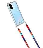 hippi Samsung Galaxy S20 Plus Pomegranate Örgü Yassı Askılı Ultra Koruma Telefon Kılıfı