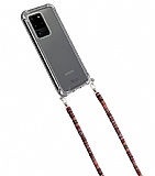hippi Samsung Galaxy S20 Ultra Alder Kumaş Askılı Ultra Koruma Telefon Kılıfı