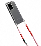 hippi Samsung Galaxy S20 Ultra Begonia Örgü Askılı Ultra Koruma Telefon Kılıfı