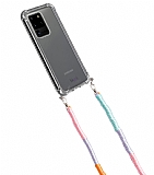 hippi Samsung Galaxy S20 Ultra Lilac Örgü Askılı Ultra Koruma Telefon Kılıfı