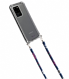 hippi Samsung Galaxy S20 Ultra Pimenta Kumaş Askılı Ultra Koruma Telefon Kılıfı