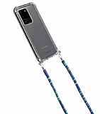 hippi Samsung Galaxy S20 Ultra Plane Kumaş Askılı Ultra Koruma Telefon Kılıfı