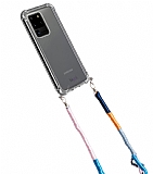 hippi Samsung Galaxy S20 Ultra Violet Örgü Askılı Ultra Koruma Telefon Kılıfı