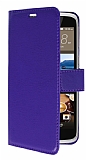 HTC Desire 828 Cüzdanlı Yan Kapaklı Mor Deri Kılıf