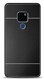 Huawei Mate 20 Metal Siyah Şeritli Rubber Kılıf