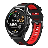 Huawei Watch GT 3 46 mm Siyah-Krmz Silikon Kordon