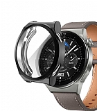 Huawei Watch GT 3 Pro 46mm Ekran Koruyucu Siyah Silikon Kılıf