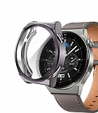 Huawei Watch GT 3 Pro 46mm Ekran Koruyucu Gri Silikon Kılıf