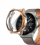 Huawei Watch GT 3 Pro 43mm Ekran Koruyucu Rose Gold Silikon Kılıf
