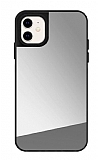 iPhone 11 Aynalı Silver Silikon Kenarlı Rubber Kılıf