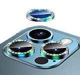 iPhone 11 Pro Crystal Taşlı Yeşil Kamera Lensi Koruyucu