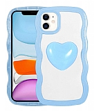 iPhone 11 Kalp Tutuculu Mavi Silikon Kılıf
