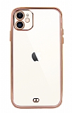 iPhone 12 6.1 inç Kamera Korumalı Bumper Pembe Silikon Kılıf