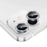 iPhone 12 6.1 inç Silver Crystal Taşlı Kamera Lensi Koruyucu