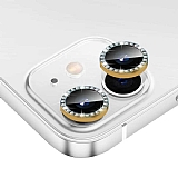 iPhone 12 6.1 inç Gold Crystal Taşlı Kamera Lensi Koruyucu