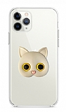 iPhone 11 Pro Max Kedi Figürlü Telefon Tutuculu Gri Silikon Kılıf