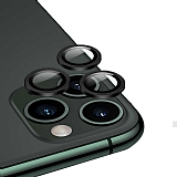 iPhone 11 Pro Max Metal Kenarl Cam Siyah Kamera Lensi Koruyucu