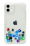 iPhone 12 / 12 Pro 6.1 inç Sulu Mobil Uygulama Simgeleri Rubber Kılıf