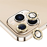 iPhone 11 Pro Gold Taşlı Kamera Lens Koruyucu